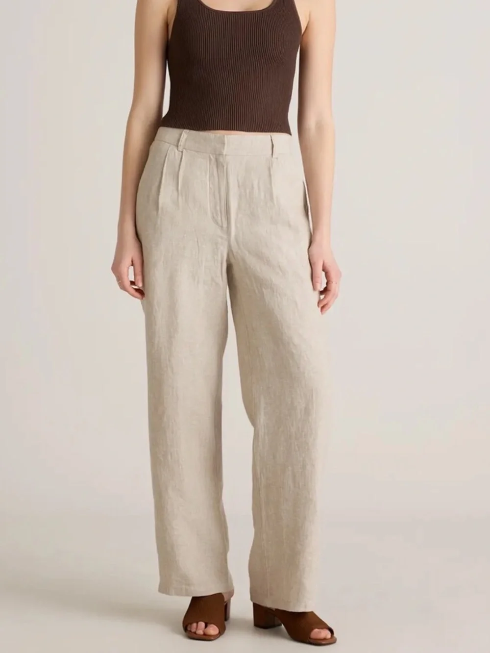 Quince 100% European Linen Waist Pleated Trouser Flax  size 8